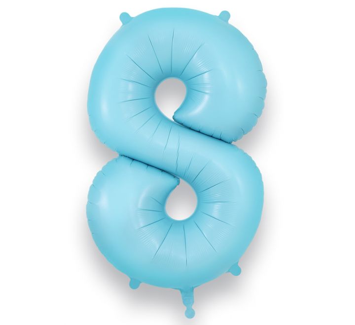Matte Blue Giant Number Helium Balloons 0-9  - Inflated 34in