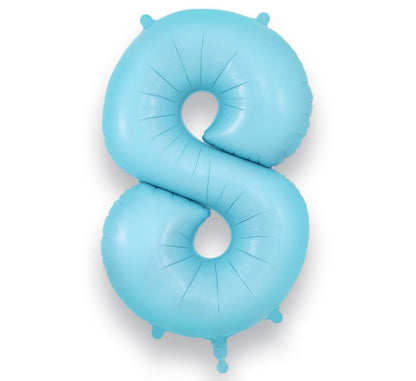 Matte Blue Giant Number Helium Balloons 0-9  - Inflated 34in