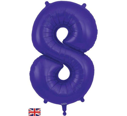 34in Number 0-9 Purple Jumbo Foil Balloon - Inflated