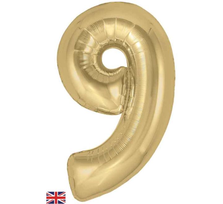 34in Gold Silk Number Helium Balloons 0-9  - Inflated