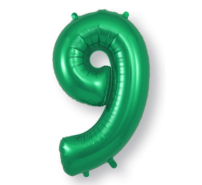 34in Green Number Helium Balloons 0-9  - Inflated