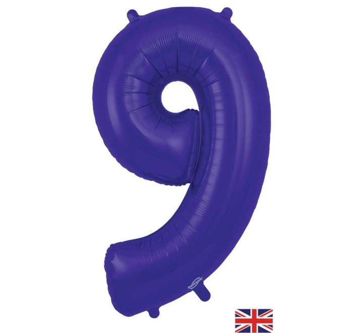 34in Number 0-9 Purple Jumbo Foil Balloon - Inflated