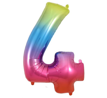Rainbow Giant Number Helium Balloons 0-9  - Inflated 34in