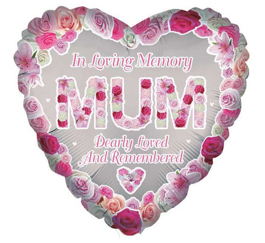 18in MUM HEART REMEMBRANCE FOIL BALLOON