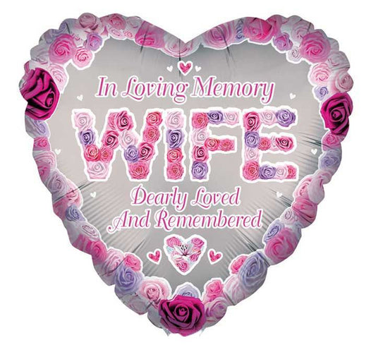 18in WIFE HEART REMEMBRANCE FOIL BALLOON