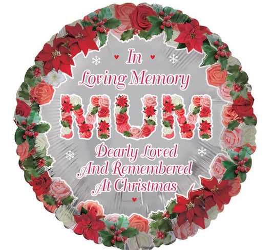 18in MUM REMEMBRANCE XMAS FOIL BALLOON