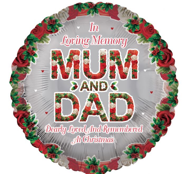 18in MUM AND DAD REMEMBRANCE XMAS FOIL BALLOON