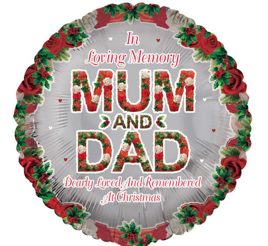 18in MUM AND DAD REMEMBRANCE XMAS FOIL BALLOON