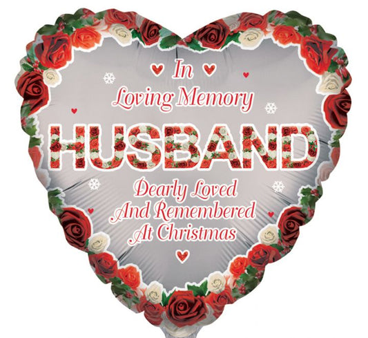18in HUSBAND HEART REMEMBRANCE XMAS FOIL BALLOON