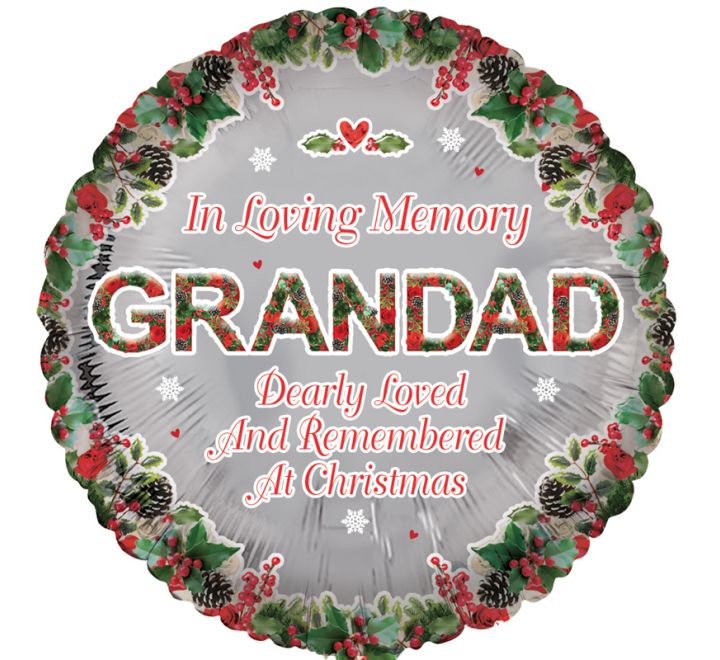18in GRANDAD REMEMBRANCE XMAS FOIL BALLOON