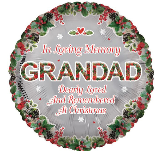 18in GRANDAD REMEMBRANCE XMAS FOIL BALLOON
