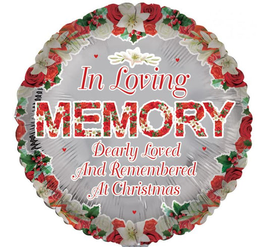 18in IN LOVING MEMORY REMEMBRANCE XMAS FOIL BALLOON