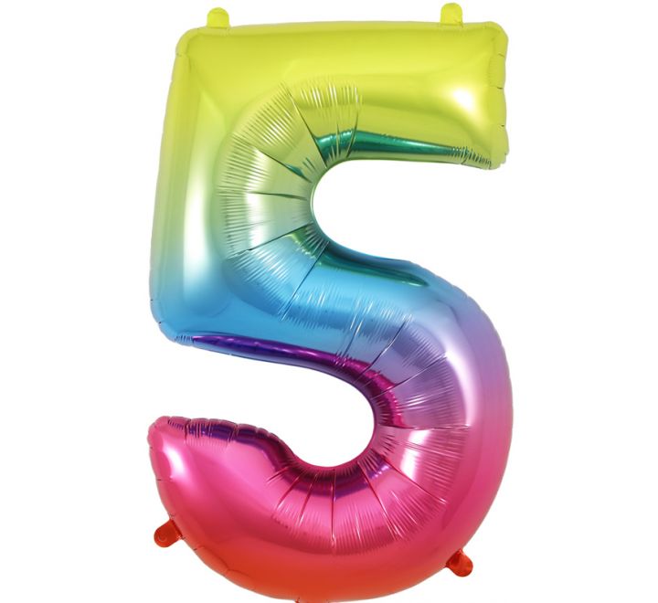Rainbow Giant Number Helium Balloons 0-9  - Inflated 34in