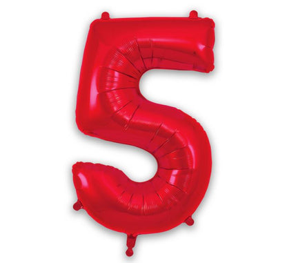 Red Giant Number Helium Balloons 0-9  - Inflated 34in