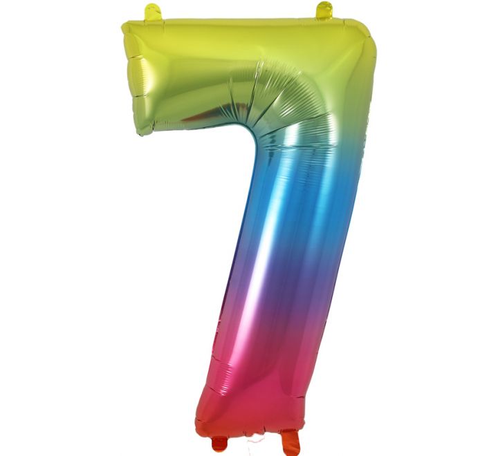 Rainbow Giant Number Helium Balloons 0-9  - Inflated 34in