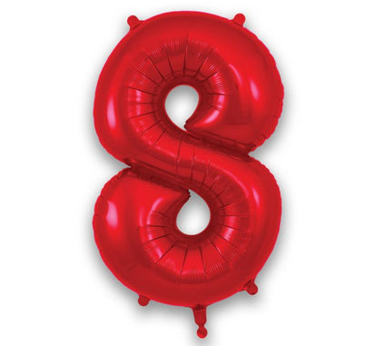 Red Giant Number Helium Balloons 0-9  - Inflated 34in