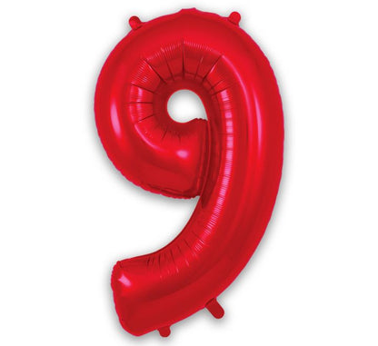 Red Giant Number Helium Balloons 0-9  - Inflated 34in