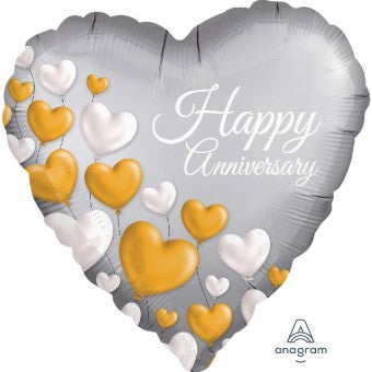 18in Platinum Heart Anniversary Balloon