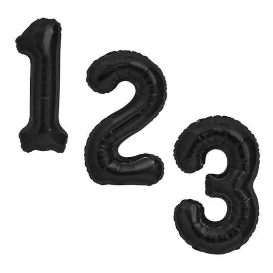 Black Giant Number Helium Balloons 0-9  - Inflated 34in