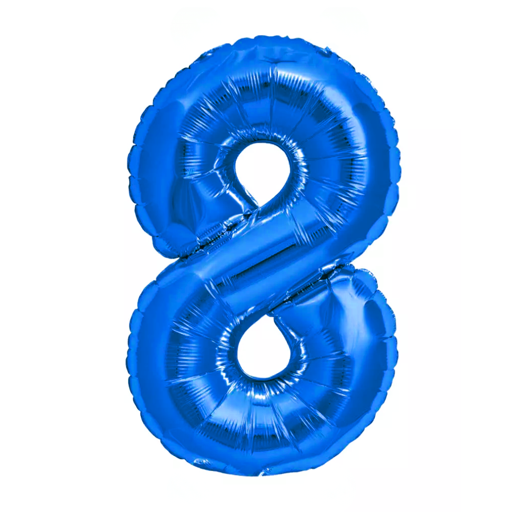 Blue Giant Number Helium Balloons 0-9  - Inflated