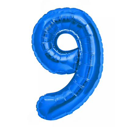 Blue Giant Number Helium Balloons 0-9  - Inflated