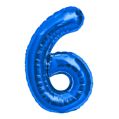 Blue Giant Number Helium Balloons 0-9  - Inflated