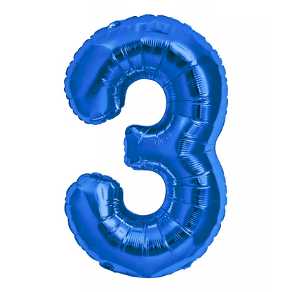 Blue Giant Number Helium Balloons 0-9  - Inflated