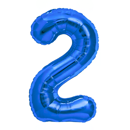 Blue Giant Number Helium Balloons 0-9  - Inflated