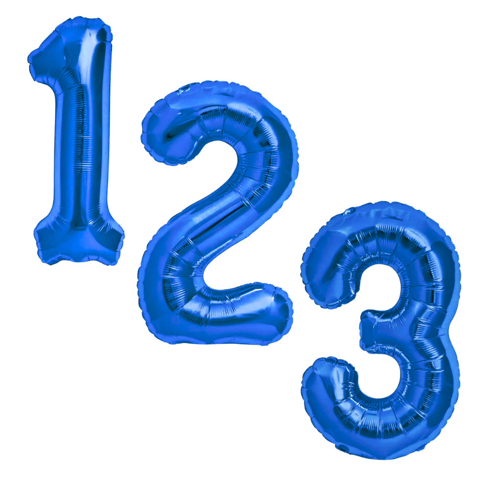 Blue Giant Number Helium Balloons 0-9  - Inflated