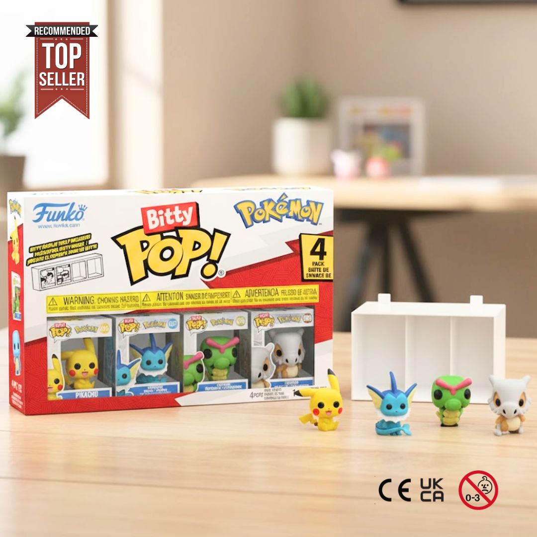 Funko Bitty Pop! Pokémon Pikachu 4-Pack – Pikachu, Vaporeon, Caterpie & Cubone Collectible Figures
