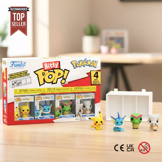 Funko Bitty Pop! Pokémon Pikachu 4-Pack – Pikachu, Vaporeon, Caterpie & Cubone Collectible Figures