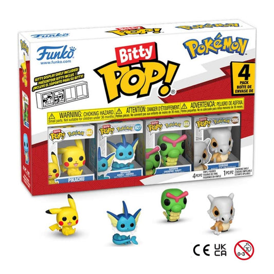 Funko Bitty Pop! Pokémon Pikachu 4-Pack – Pikachu, Vaporeon, Caterpie & Cubone Collectible Figures