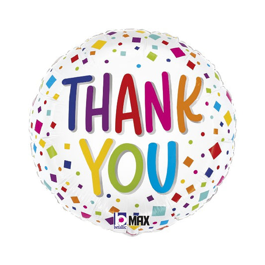 18IN THANK YOU COLOURFUL CONFETTI BALLOON  8055513264618