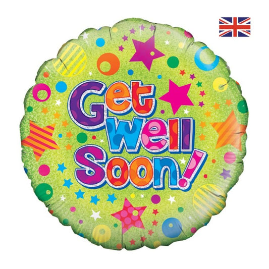 18in get well dots & stars Foil balloon
