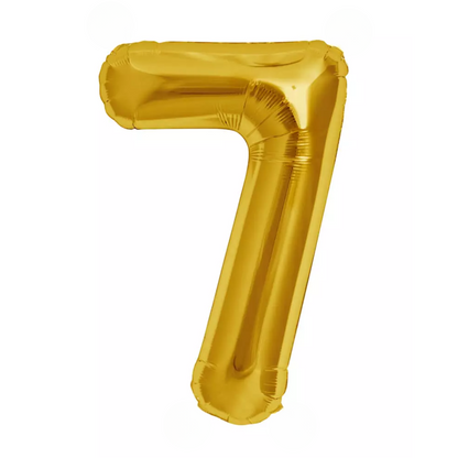 Gold Giant Number Helium Balloons 0-9  - Inflated