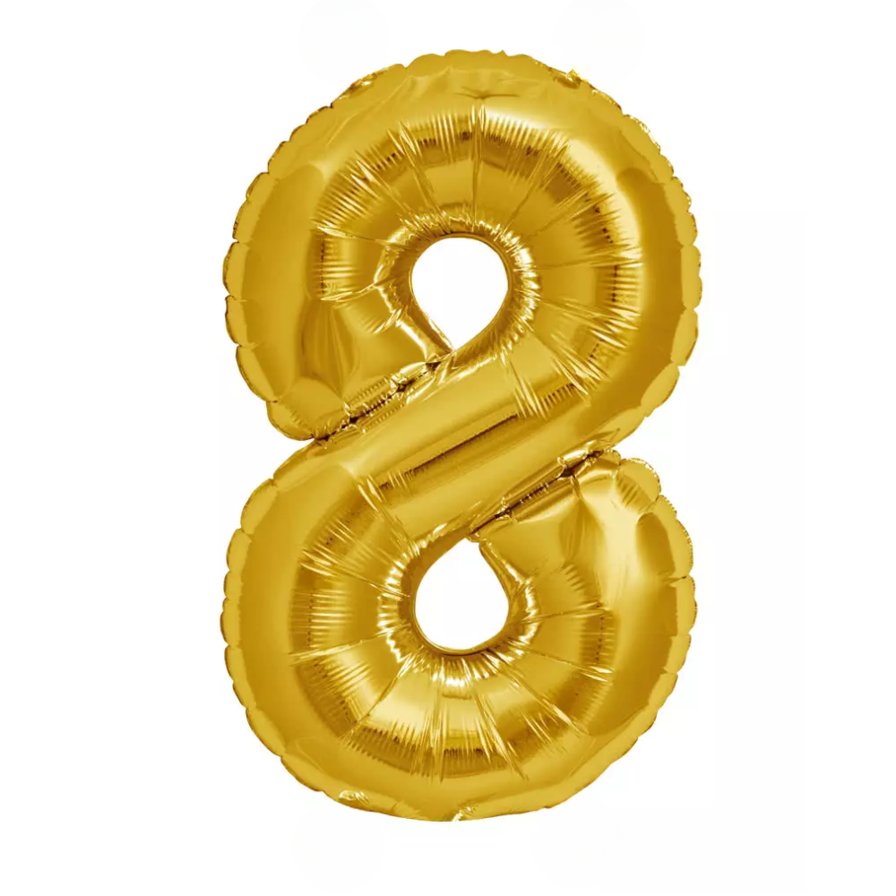 Gold Giant Number Helium Balloons 0-9  - Inflated