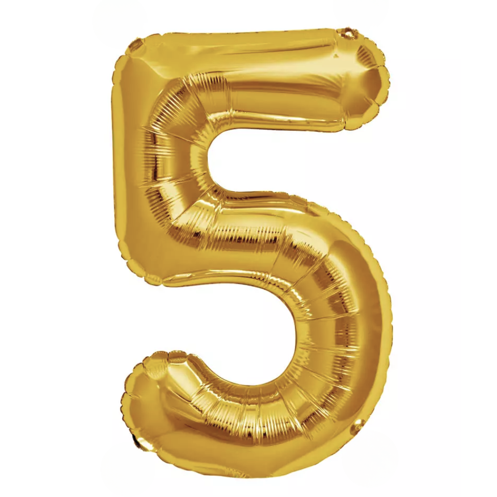 Gold Giant Number Helium Balloons 0-9  - Inflated