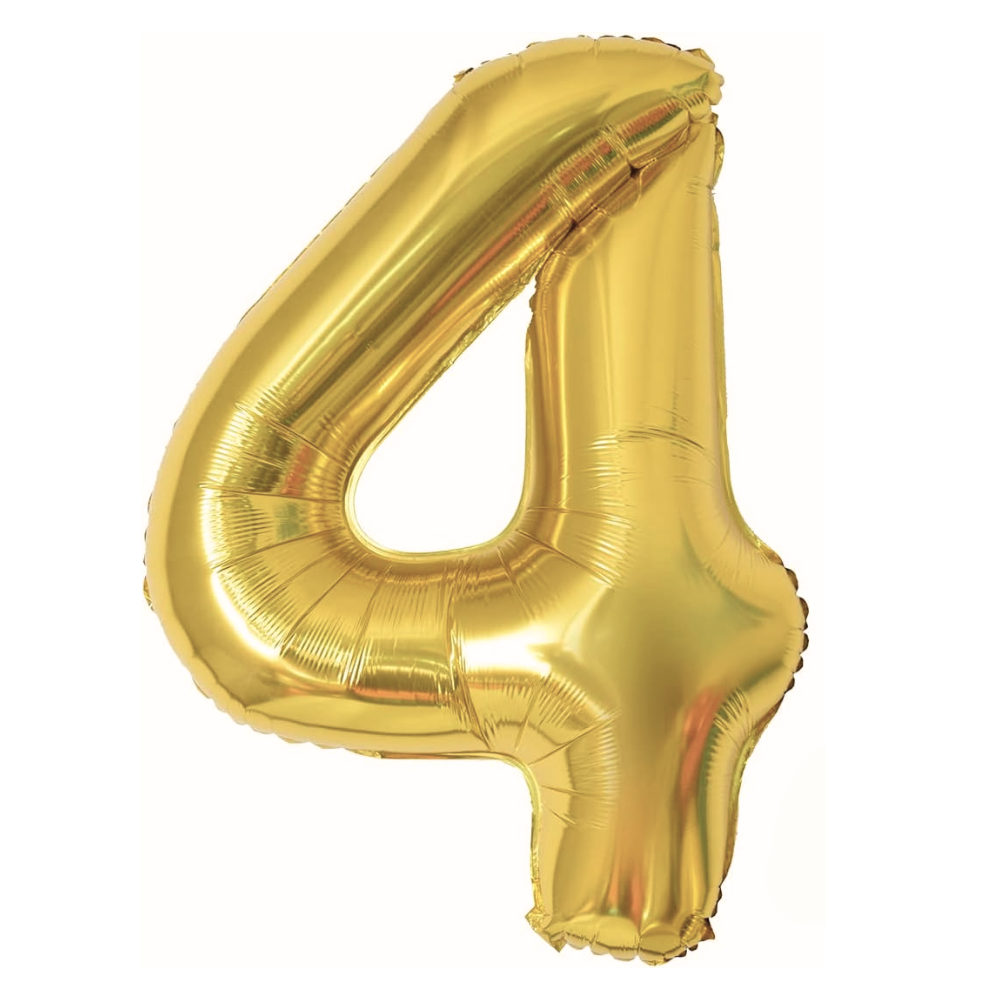 Gold Giant Number Helium Balloons 0-9  - Inflated