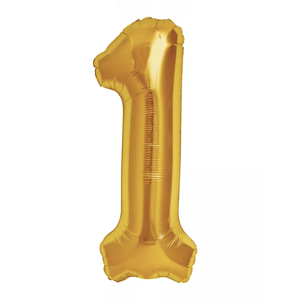 Gold Giant Number Helium Balloons 0-9  - Inflated