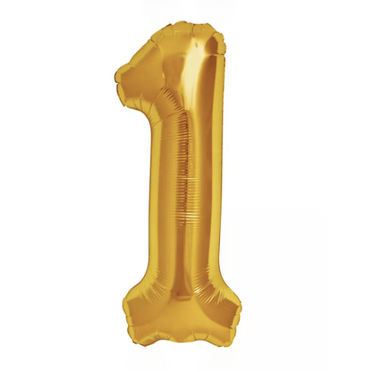 Gold Giant Number Helium Balloons 0-9  - Inflated