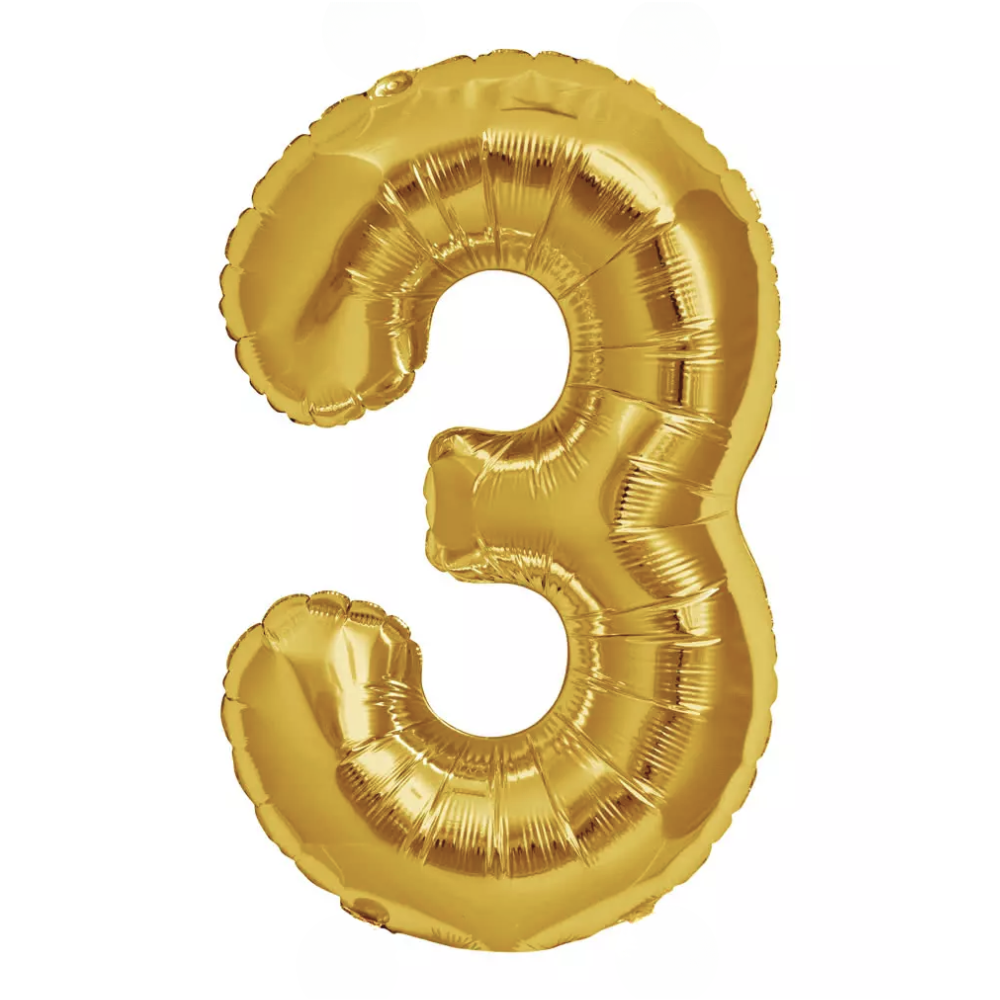 Gold Giant Number Helium Balloons 0-9  - Inflated