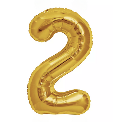 Gold Giant Number Helium Balloons 0-9  - Inflated