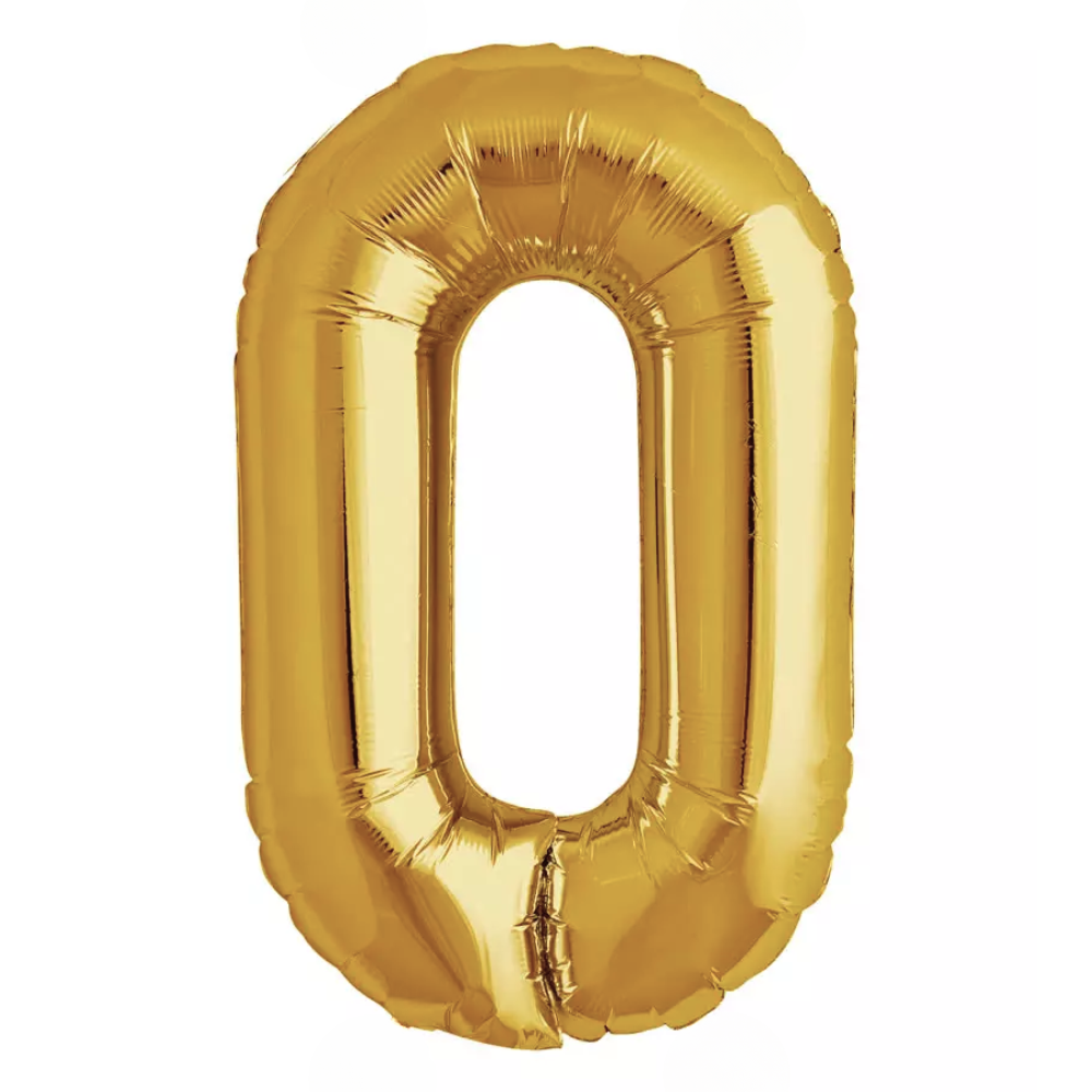 Gold Giant Number Helium Balloons 0-9  - Inflated