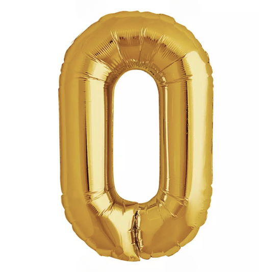 Gold Giant Number Helium Balloons 0-9  - Inflated