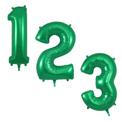 34in Green Number Helium Balloons 0-9  - Inflated