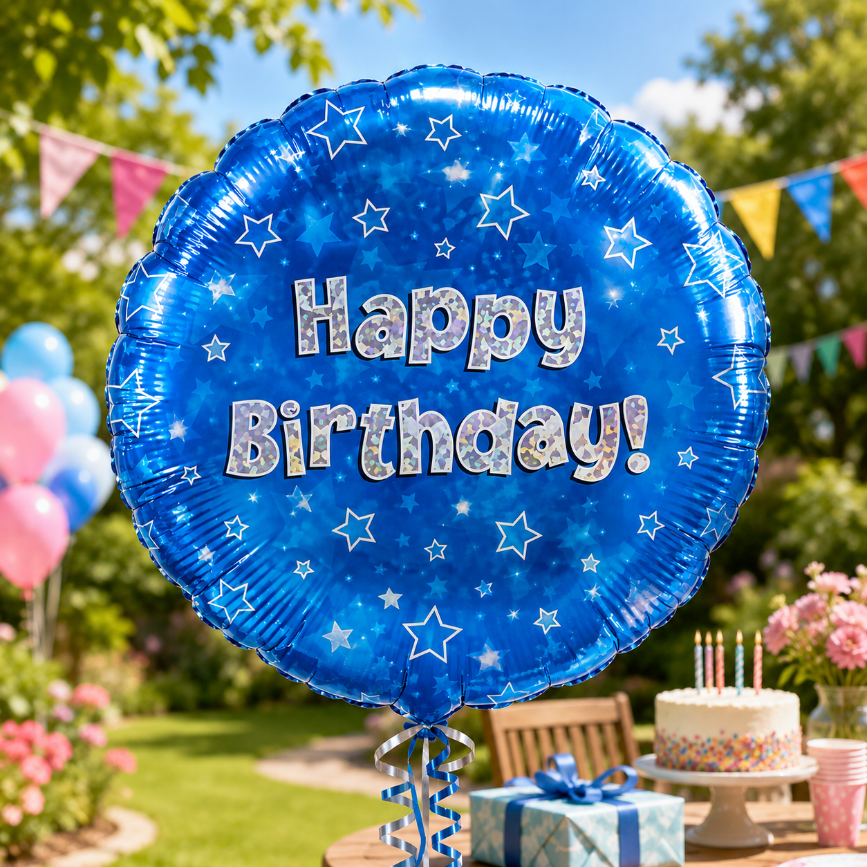 18" Happy Birthday Helium Balloon - Delivered helium inflated