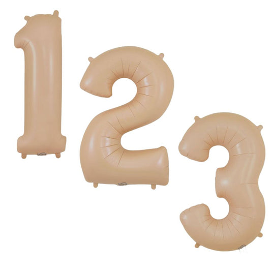 34in Matte Nude Number Helium Balloons 0-9  - Inflated