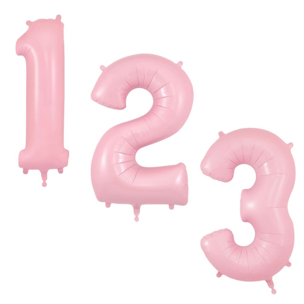 34in Matte Pink Number Helium Balloons 0-9  - Inflated
