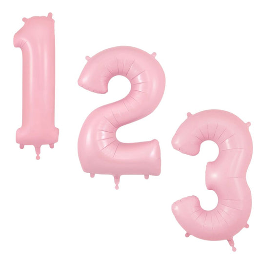 34in Matte Pink Number Helium Balloons 0-9  - Inflated