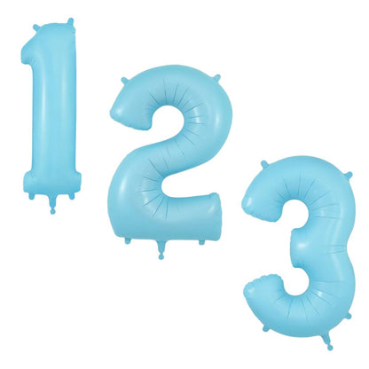 Matte Blue Giant Number Helium Balloons 0-9  - Inflated 34in